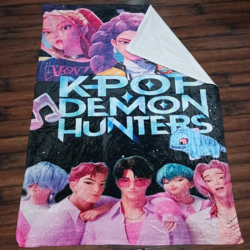 K-Pop Demon Hunters Fleece Throw Blanket 80x60 Large Anime Plush One Sided Print